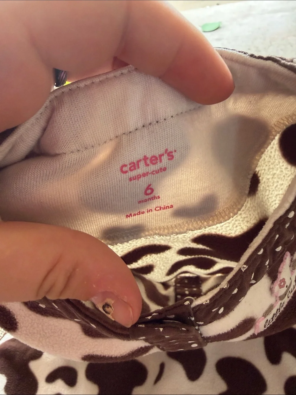 Carter's Brown & White Cow Print Fleece Footie